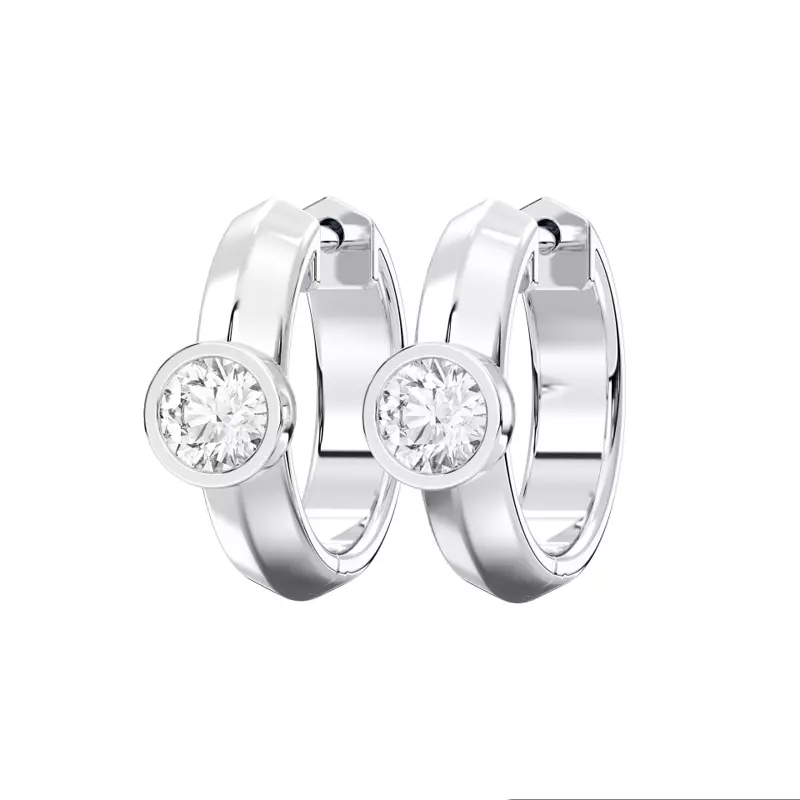 14K White Gold Brava Bezel-Set Round Lab Diamond Huggie Hoops (1 ct. tw.)