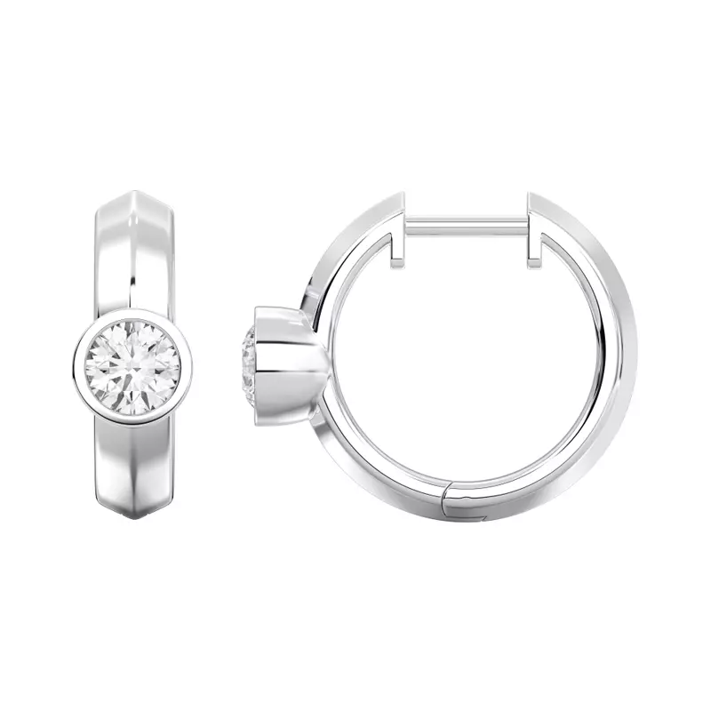 14K White Gold Brava Bezel-Set Round Lab Diamond Huggie Hoops (1 ct. tw.)