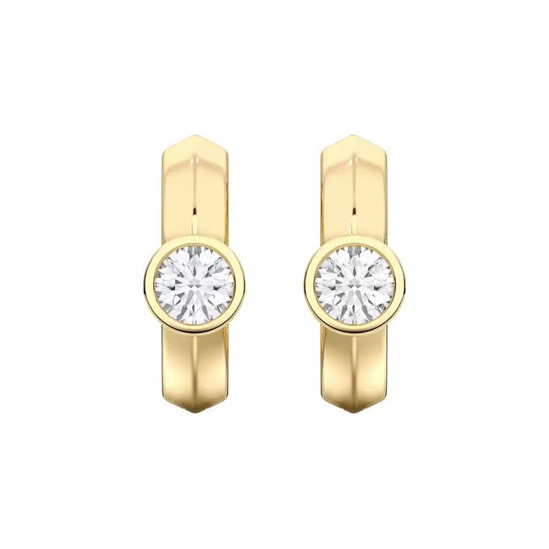 14K Yellow Gold Brava Bezel-Set Round Lab Diamond Huggie Hoops (1 ct. tw.)