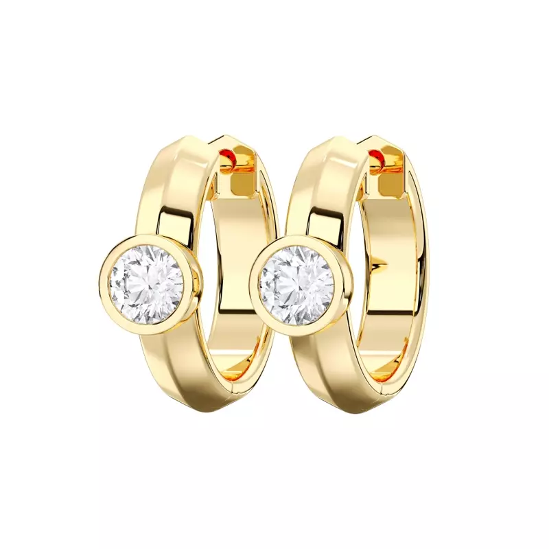 14K Yellow Gold Brava Bezel-Set Round Lab Diamond Huggie Hoops (1 ct. tw.)