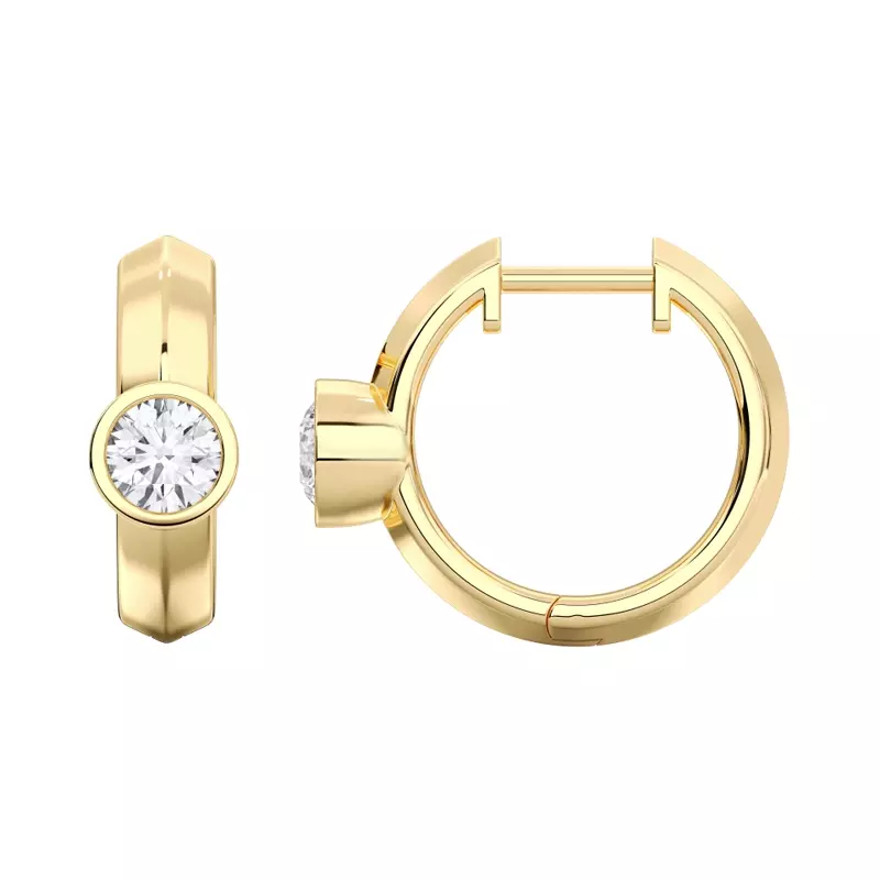 14K Yellow Gold Brava Bezel-Set Round Lab Diamond Huggie Hoops (1 ct. tw.)