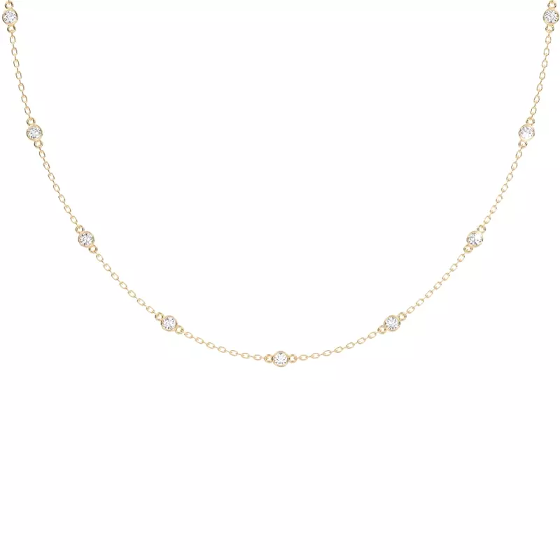 14K Yellow Gold Gareluna Lab Diamond Station Necklace (2 ct. tw.)