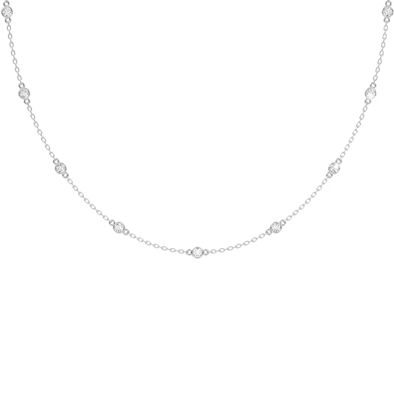 14K White Gold Gareluna Lab Diamond Station Necklace (3 ct. tw.)
