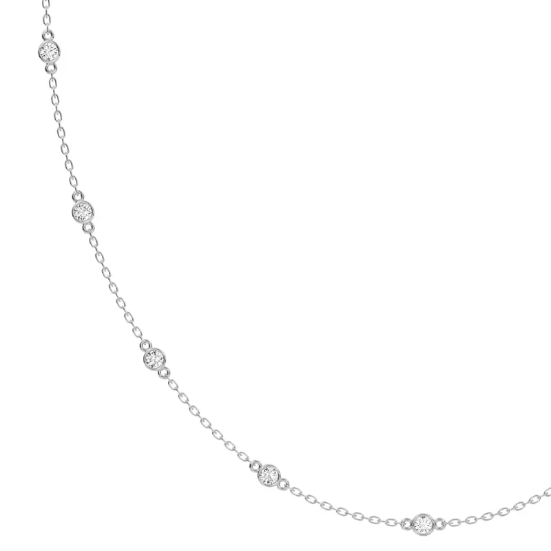 14K White Gold Gareluna Lab Diamond Station Necklace (3 ct. tw.)
