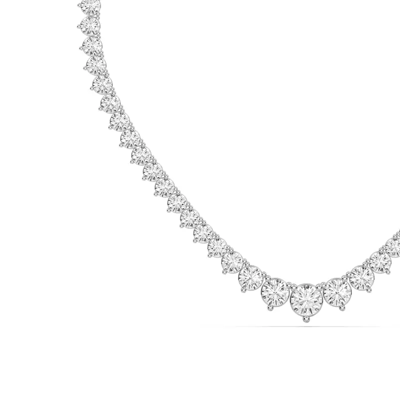 14K White Gold Round Lab Diamond Graduated Riviera Necklace (9 ct. tw.)