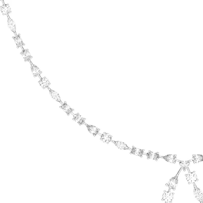 14K White Gold Isara Mixed Shape Lab Diamond Lariat Necklace