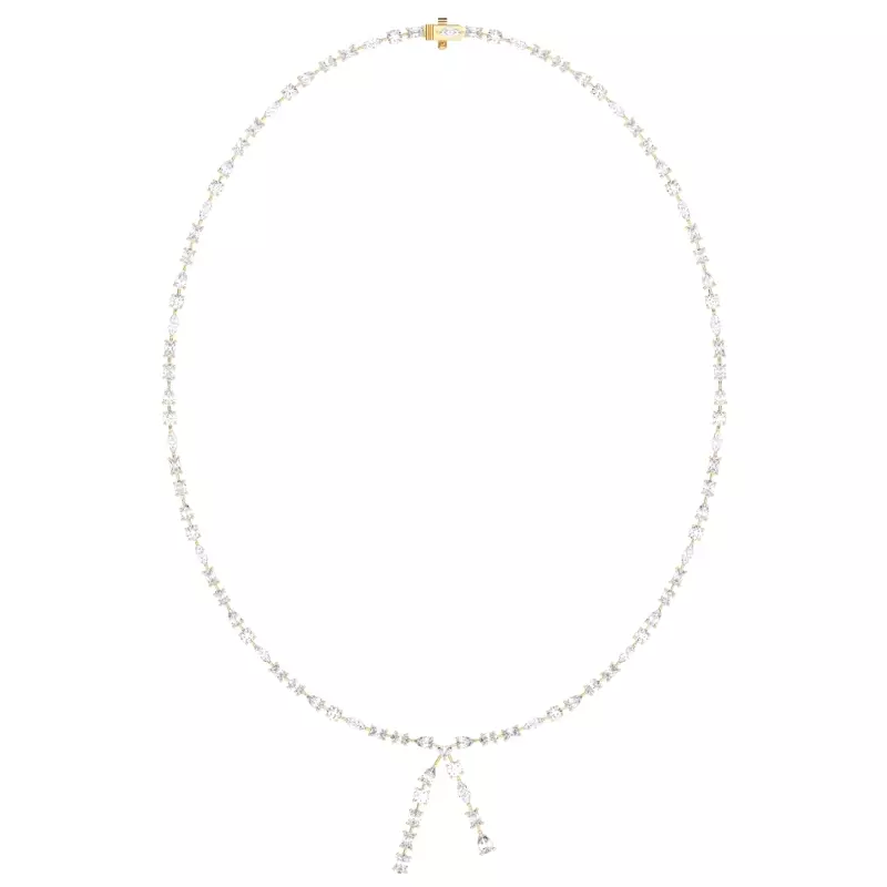 14K Yellow Gold Isara Mixed Shape Lab Diamond Lariat Necklace