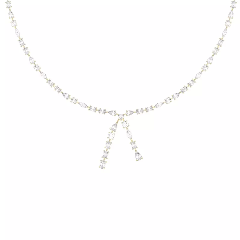 14K Yellow Gold Isara Mixed Shape Lab Diamond Lariat Necklace