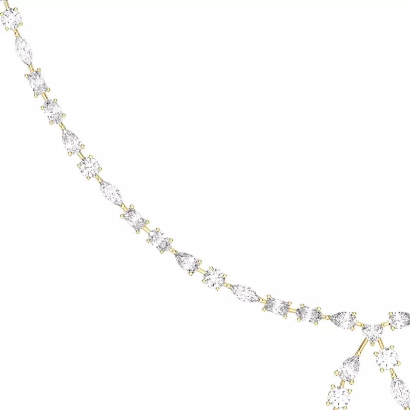 14K Yellow Gold Isara Mixed Shape Lab Diamond Lariat Necklace