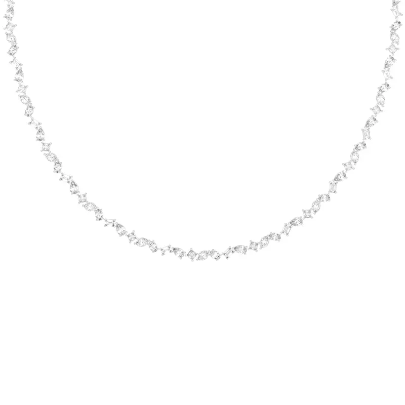 14K White Gold Zina Mixed Shape Lab Diamond Necklace