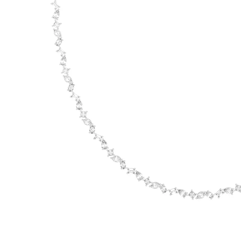 14K White Gold Zina Mixed Shape Lab Diamond Necklace
