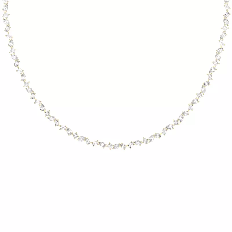 14K Yellow Gold Zina Mixed Shape Lab Diamond Necklace