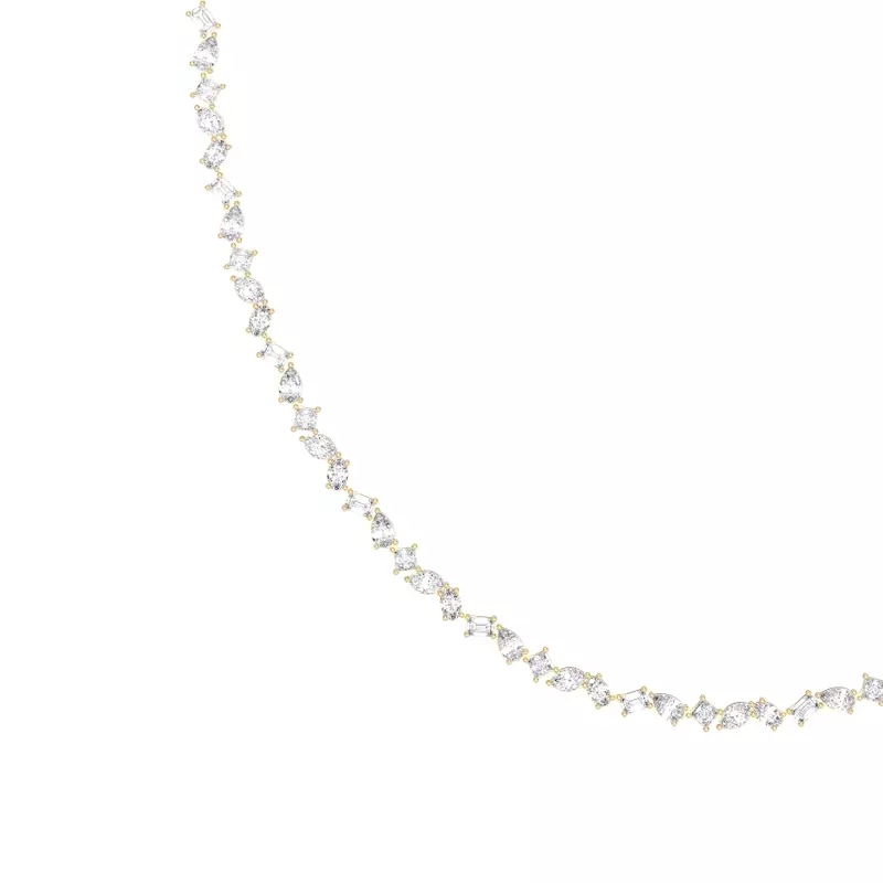 14K Yellow Gold Zina Mixed Shape Lab Diamond Necklace