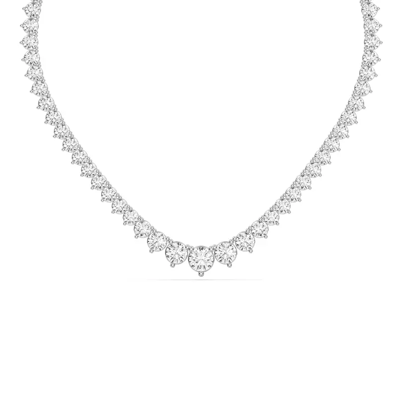 14K White Gold Round Lab Diamond Graduated Riviera Necklace (10 ct. tw.)