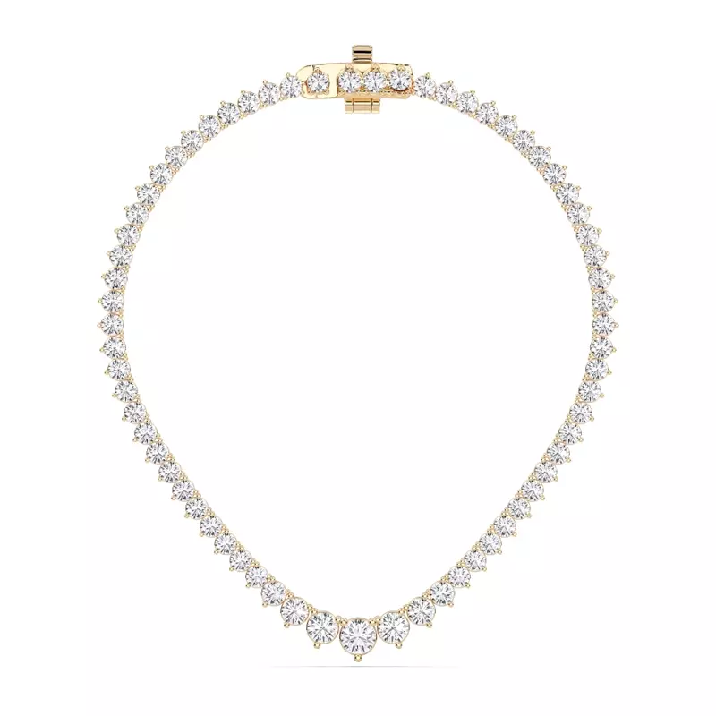14K Yellow Gold Round Lab Diamond Graduated Riviera Necklace (10 ct. tw.)