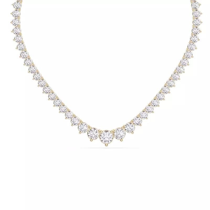 14K Yellow Gold Round Lab Diamond Graduated Riviera Necklace (10 ct. tw.)