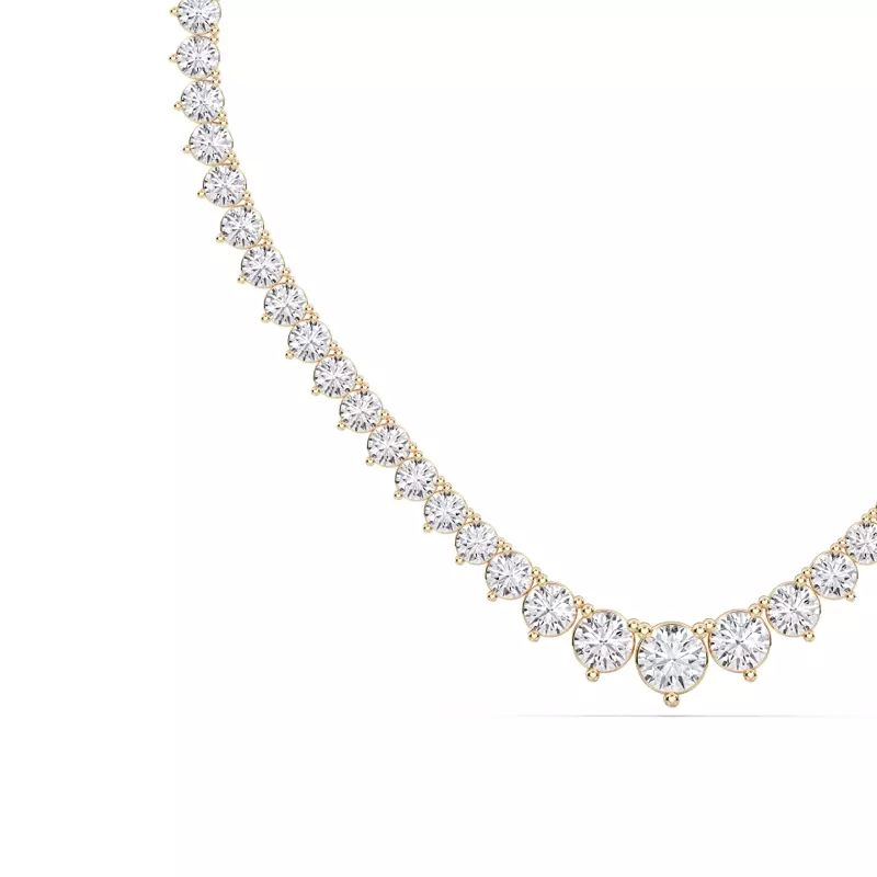 14K Yellow Gold Round Lab Diamond Graduated Riviera Necklace (10 ct. tw.)