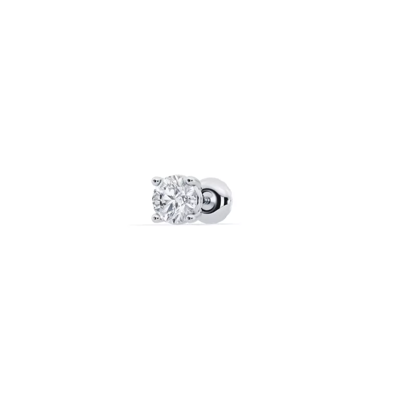 18K White Gold Single Lab Diamond Screw Back Stud Earring (1/4ct)
