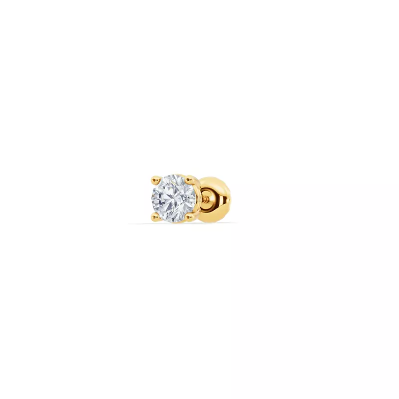 18K Yellow Gold Single Lab Diamond Screw Back Stud Earring (1/4ct)