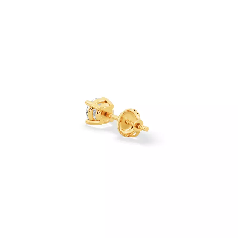 18K Yellow Gold Single Lab Diamond Screw Back Stud Earring (1/4ct)