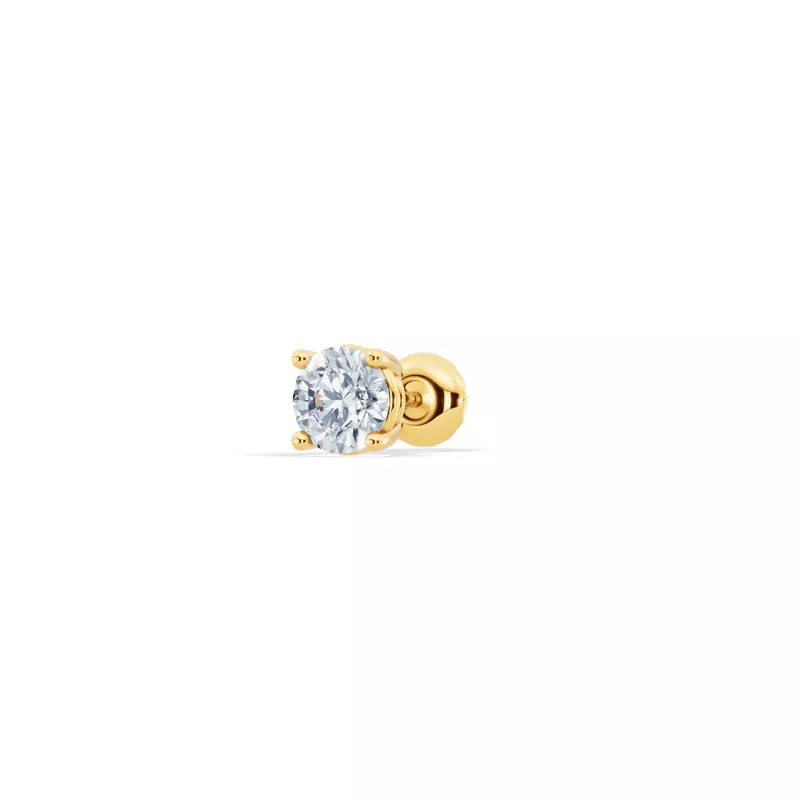 18K Yellow Gold Single Lab Diamond Screw Back Stud Earring (3/8ct)