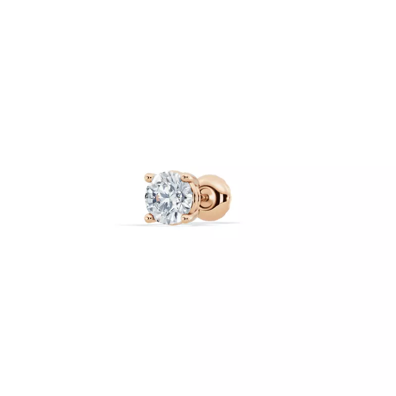 14K Rose Gold Single Lab Diamond Screw Back Stud Earring (3/8ct)