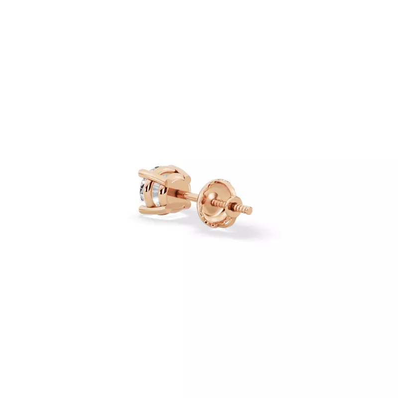 14K Rose Gold Single Lab Diamond Screw Back Stud Earring (3/8ct)