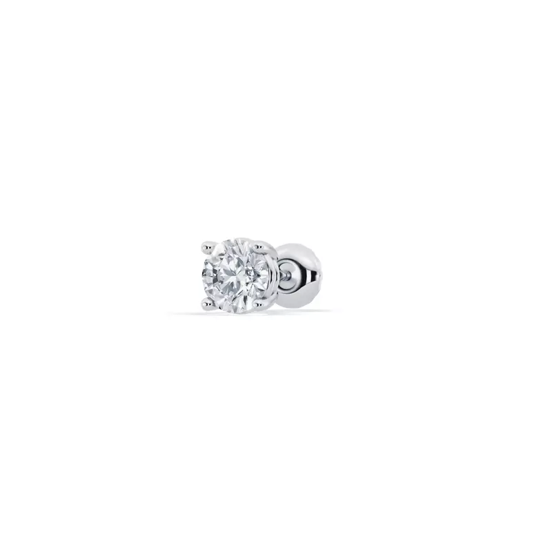 14K White Gold Single Lab Diamond Screw Back Stud Earring (3/8ct)