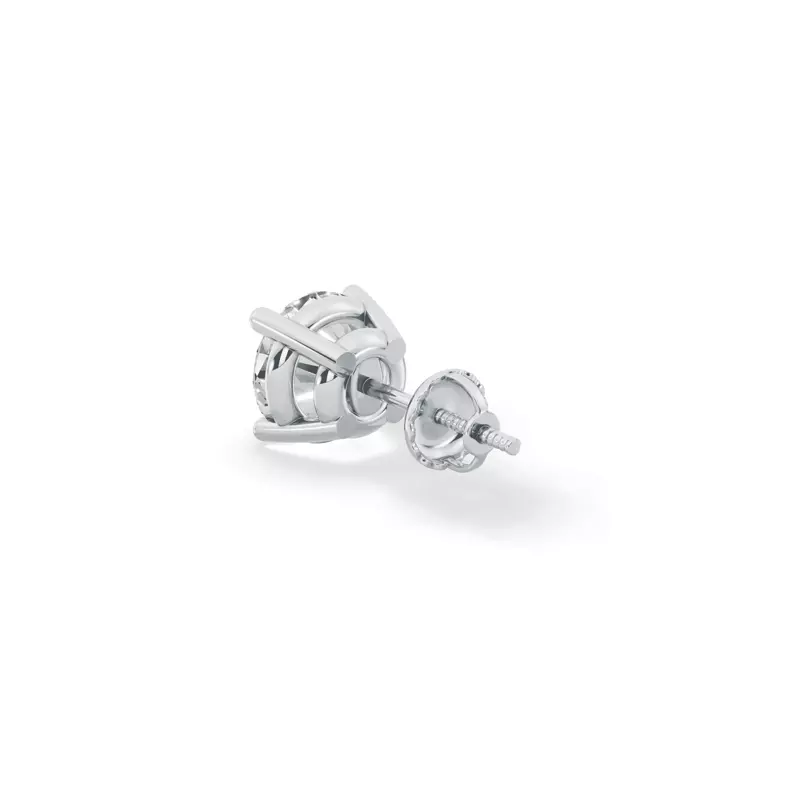 14K White Gold Single Lab Diamond Screw Back Stud Earring (1.5ct)