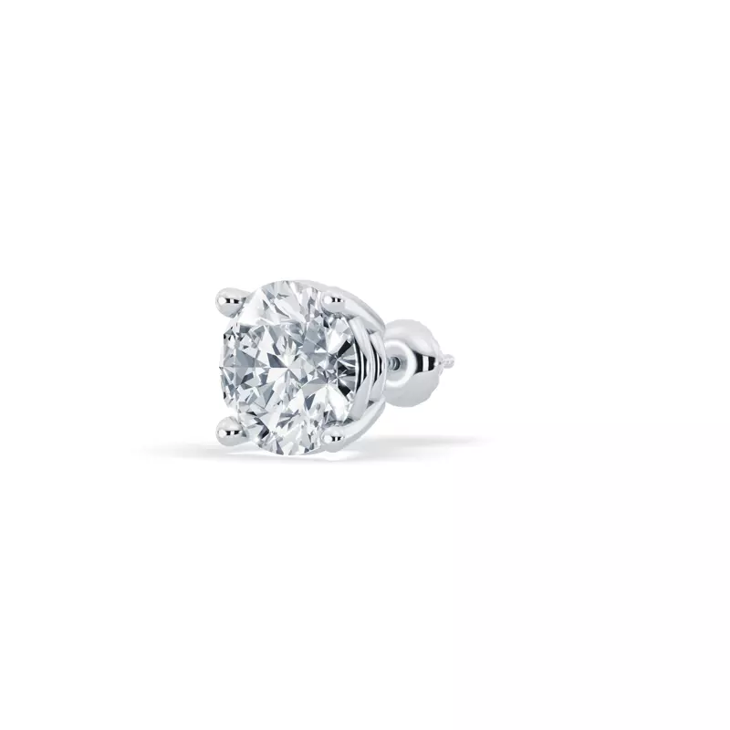 14K White Gold Single Lab Diamond Screw Back Stud Earring (2.5ct)