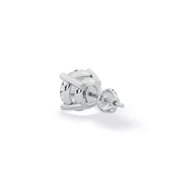 14K White Gold Single Lab Diamond Screw Back Stud Earring (2.5ct)