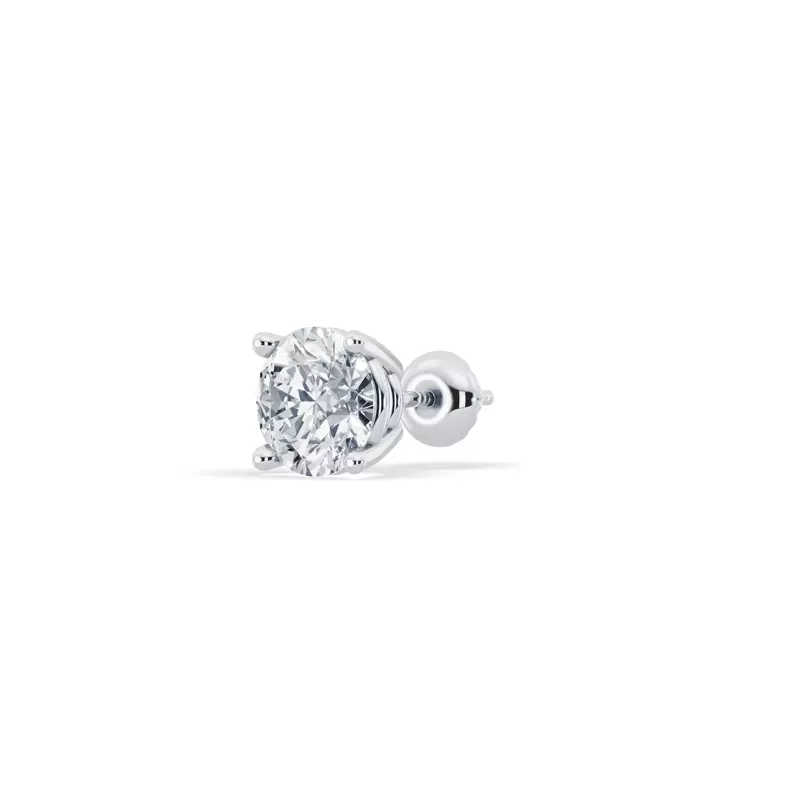 Platinum Single Lab Diamond Screw Back Stud Earring (1ct)