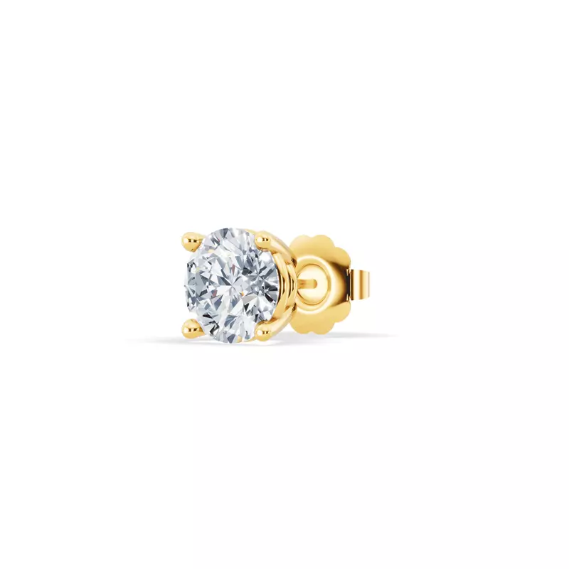 18K Yellow Gold Single Lab Diamond Stud Earring (1ct)