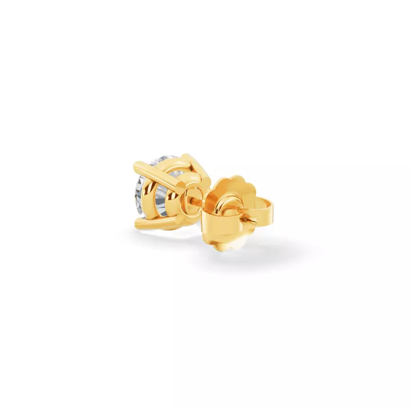 18K Yellow Gold Single Lab Diamond Stud Earring (1ct)