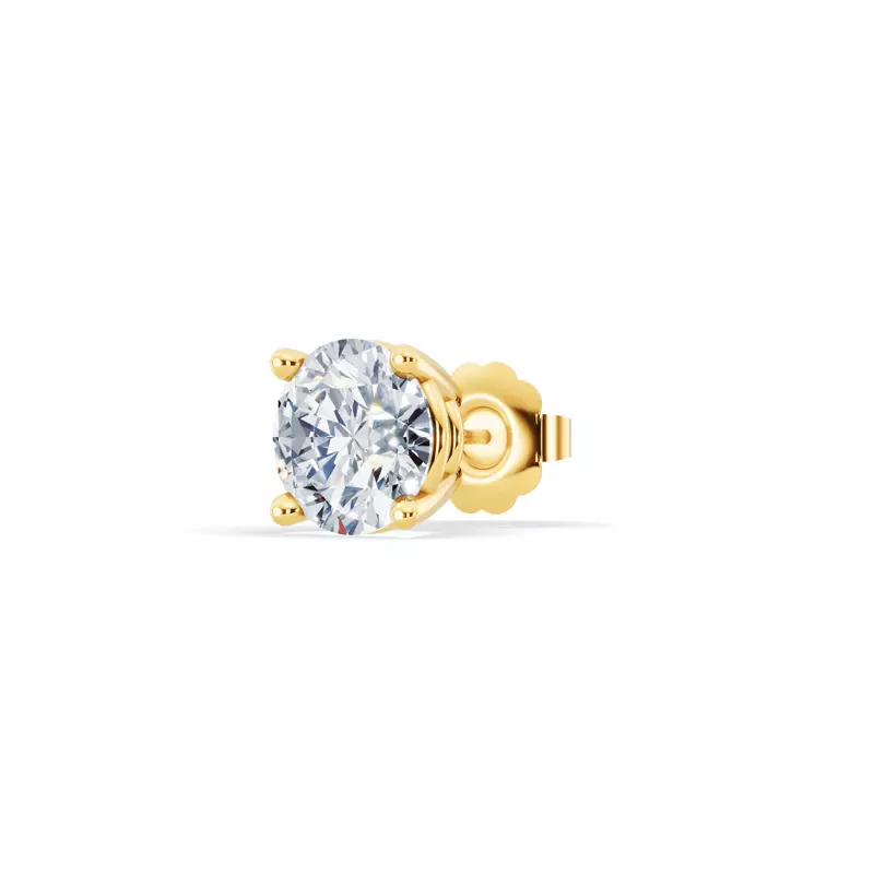 18K Yellow Gold Single Lab Diamond Stud Earring (1.5ct)