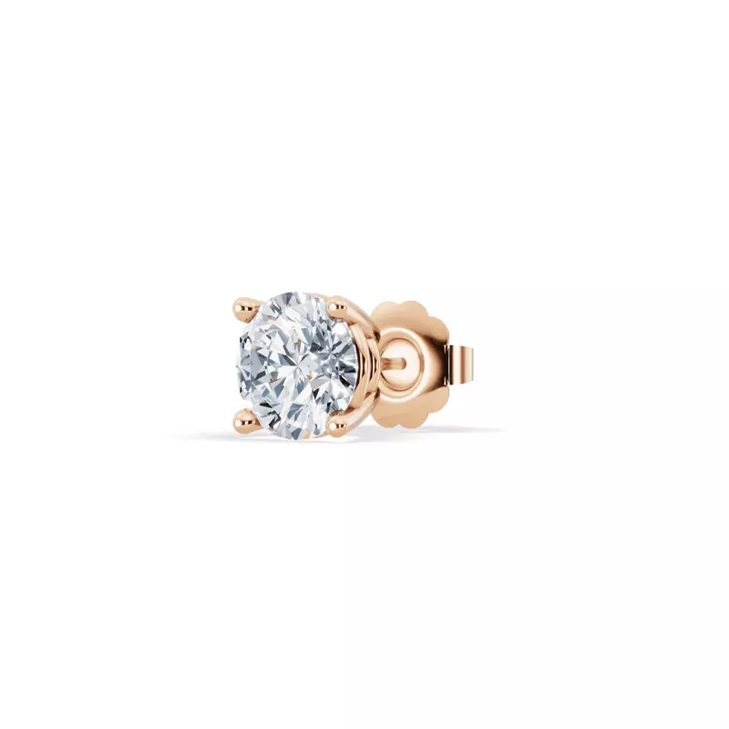 14K Rose Gold Single Lab Diamond Stud Earring (1ct)
