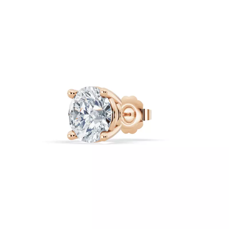 14K Rose Gold Single Lab Diamond Stud Earring (2ct)