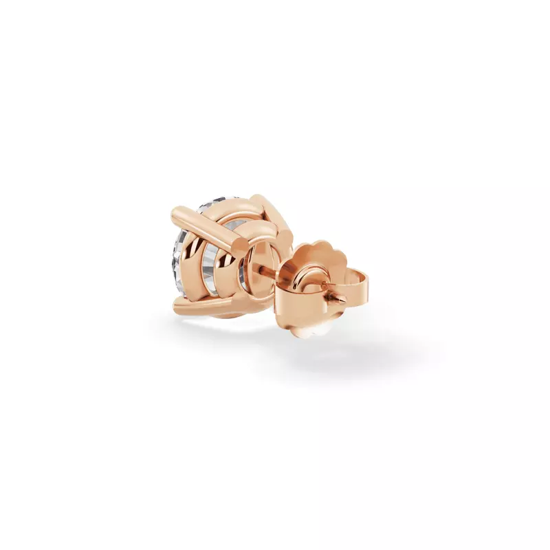 14K Rose Gold Single Lab Diamond Stud Earring (2ct)