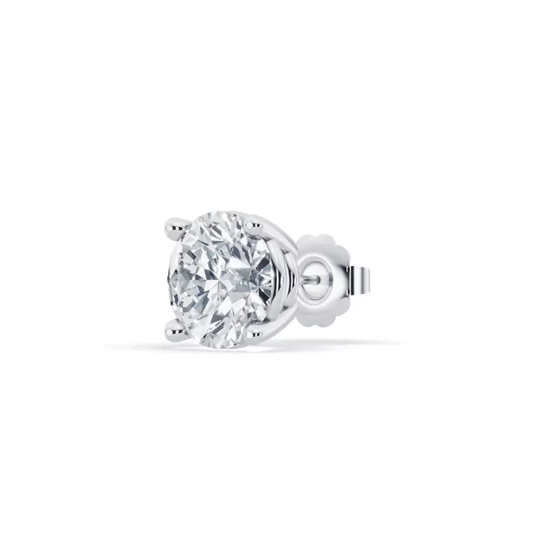 14K White Gold Single Lab Diamond Stud Earring (3ct)