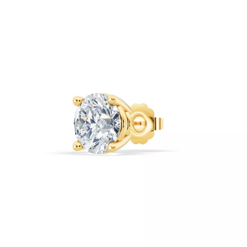 14K Yellow Gold Single Lab Diamond Stud Earring (2.5ct)