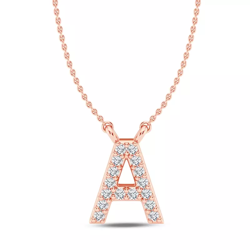 14K Rose Gold Lab Diamond Initial Pendant – A