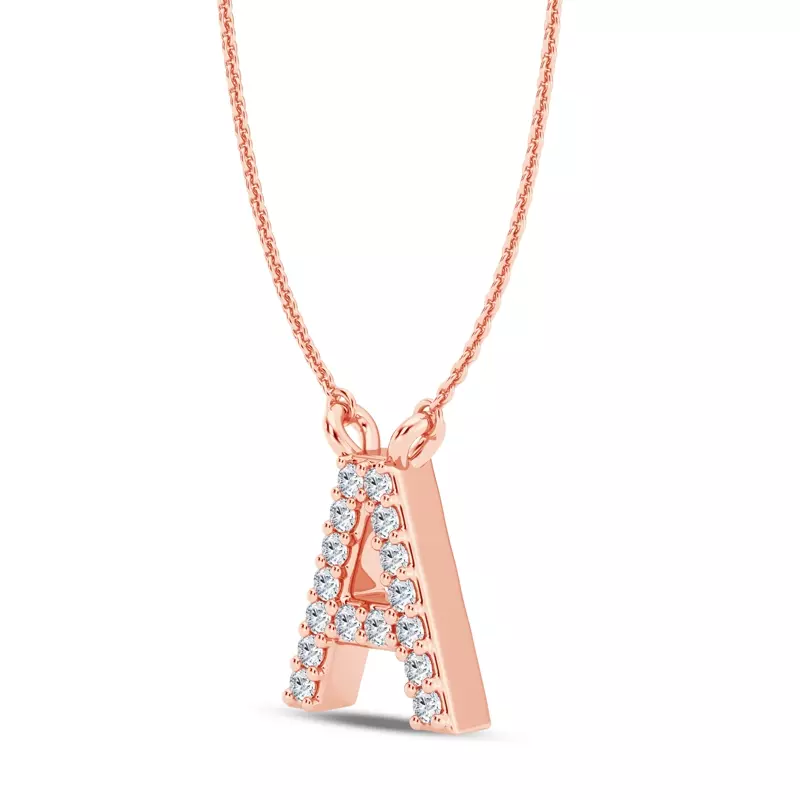 14K Rose Gold Lab Diamond Initial Pendant – A