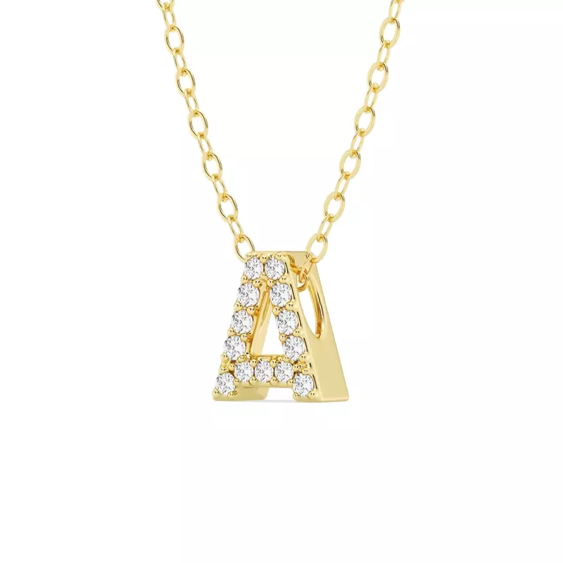 18K Yellow Gold Petite Lab Diamond Initial Pendant – A