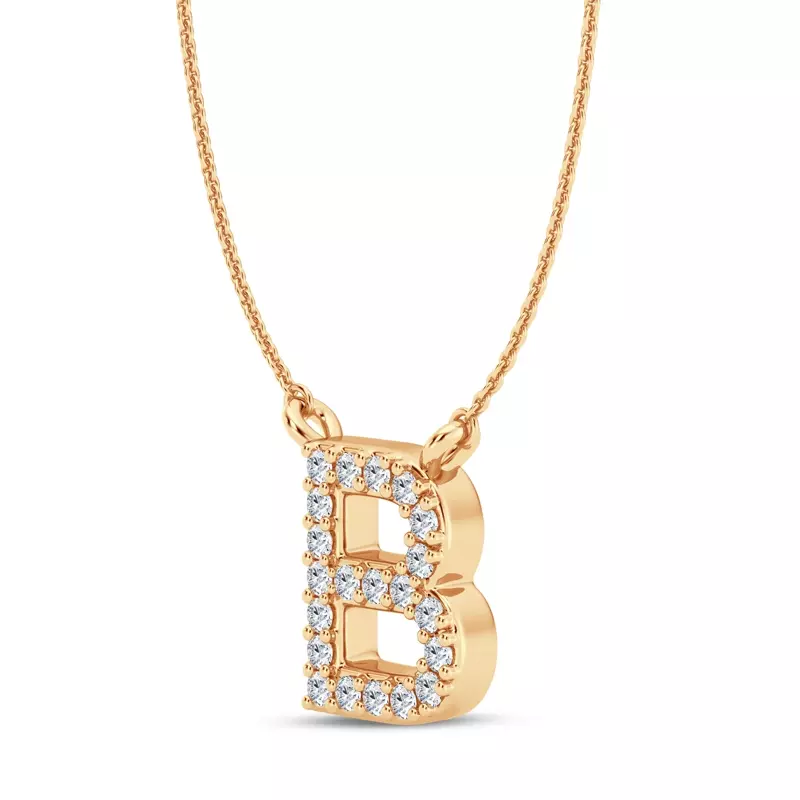 14K Yellow Gold Lab Diamond Initial Pendant – B