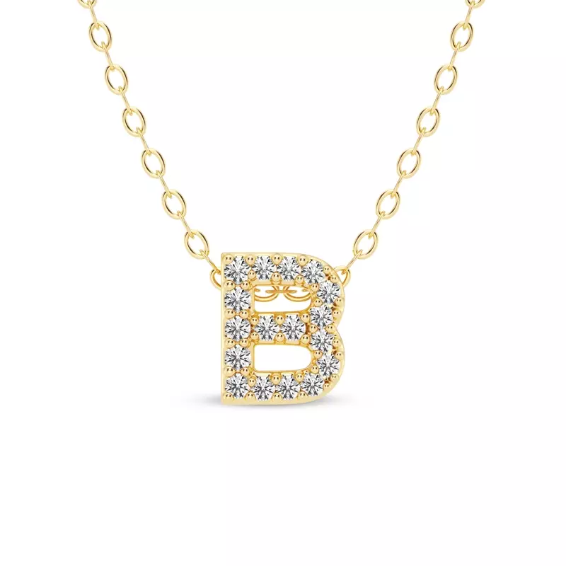 Petite Lab Diamond Initial Necklace – B