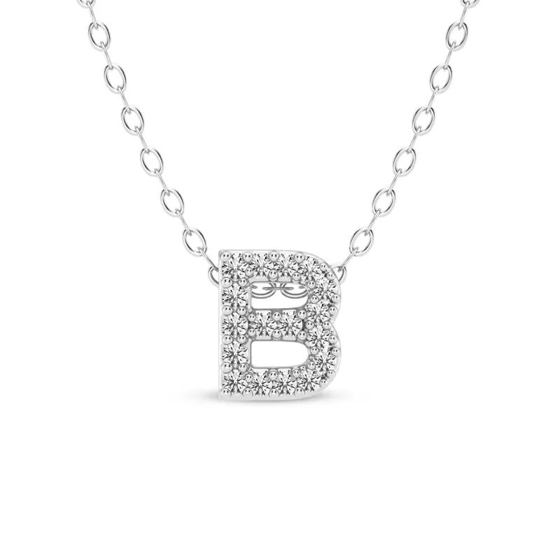 Petite Lab Diamond Initial Pendant – B
