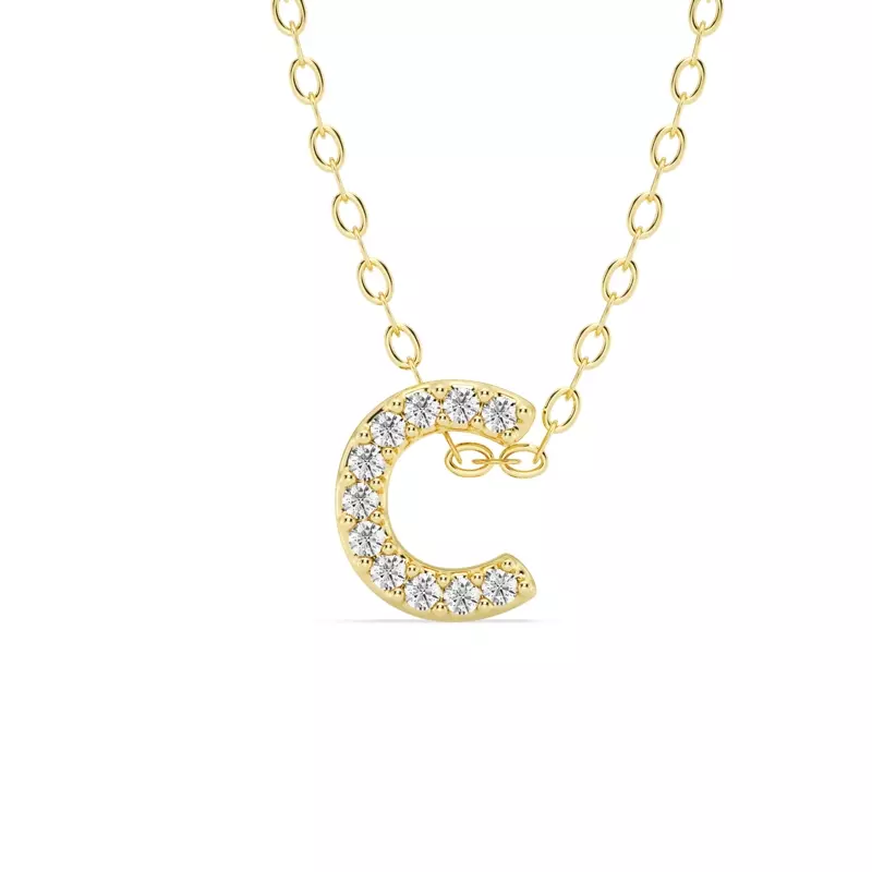 Petite Lab Diamond Initial Necklace – C