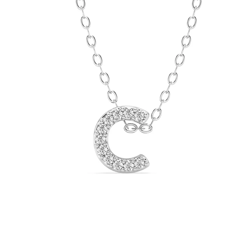 Petite Lab Diamond Initial Pendant – C