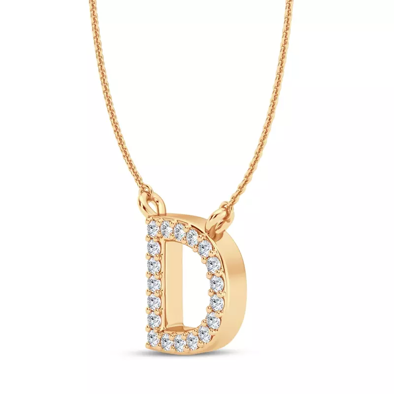 18K Yellow Gold Lab Diamond Initial Necklace – D
