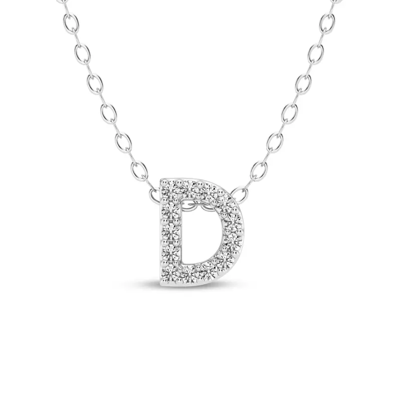 Petite Lab Diamond Initial Pendant – D
